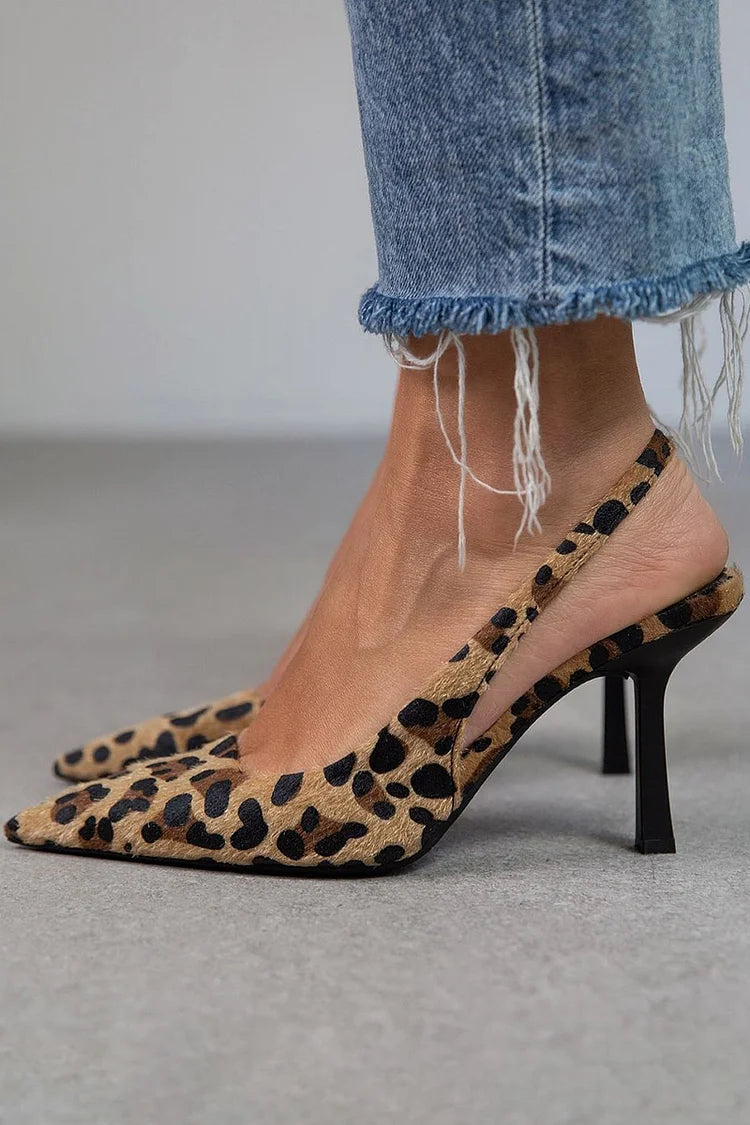 Ambra - Lodičky s leopardím vzorem a páskem na patě