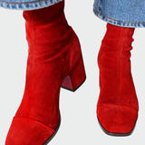 Kotníčkové Boty S Čtvercovou Špičkou a Tlustým Podpatkem