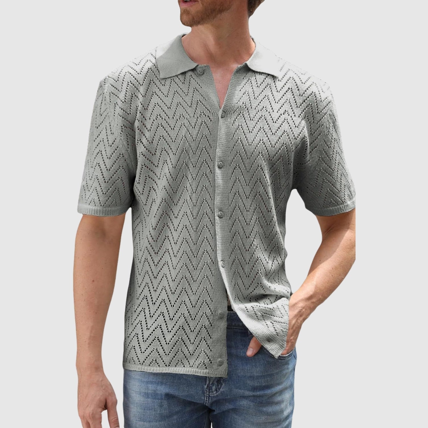 Libuše – Pletená košile se vzorem v tvaru cikcaků