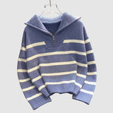 Astrid – Dámský pruhovaný svetr s polovičním zipem