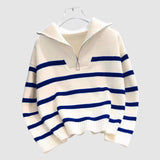 Astrid – Dámský pruhovaný svetr s polovičním zipem