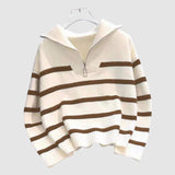 Astrid – Dámský pruhovaný svetr s polovičním zipem