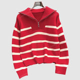 Astrid – Dámský pruhovaný svetr s polovičním zipem