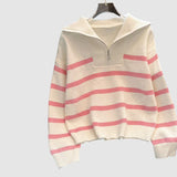 Astrid – Dámský pruhovaný svetr s polovičním zipem