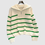 Astrid – Dámský pruhovaný svetr s polovičním zipem