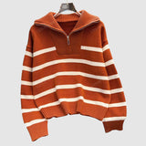 Astrid – Dámský pruhovaný svetr s polovičním zipem