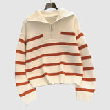 Astrid – Dámský pruhovaný svetr s polovičním zipem