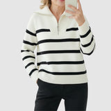 Astrid – Dámský pruhovaný svetr s polovičním zipem