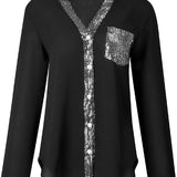 Ada - Lehká blůza s flitrovými knoflíky