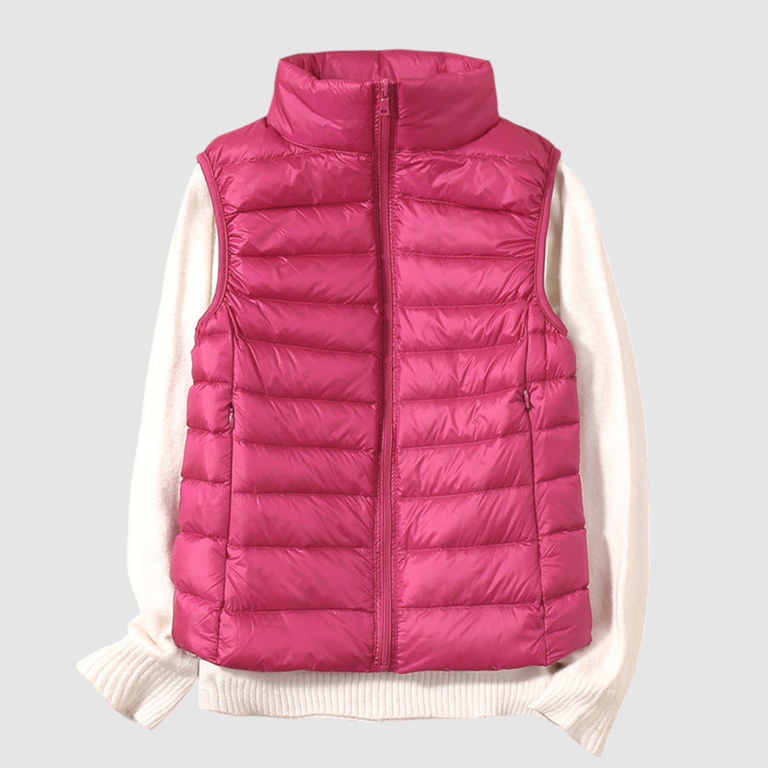 Iris - Nová zimní vesta s bílými kachními peřím