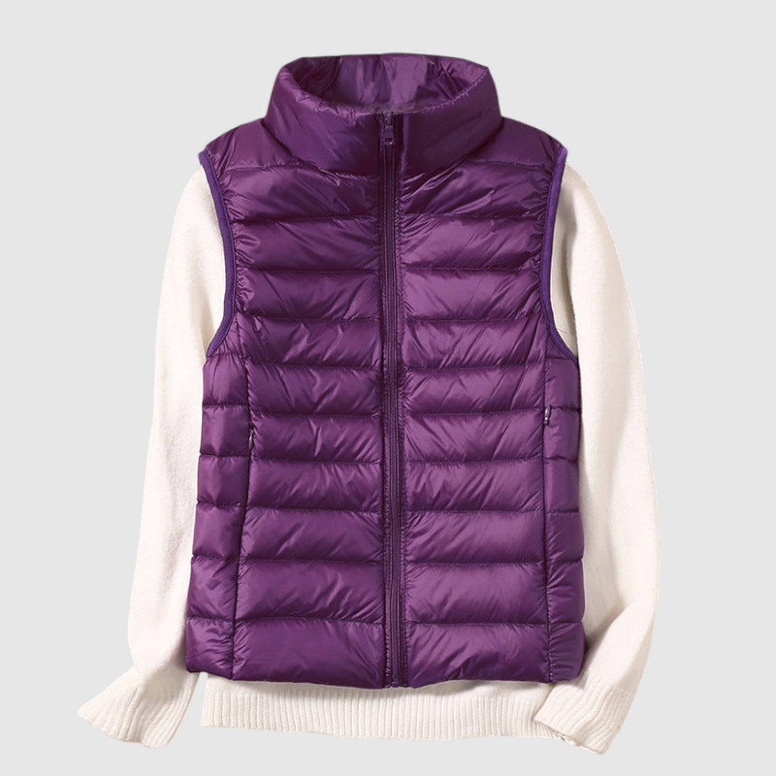 Iris - Nová zimní vesta s bílými kachními peřím