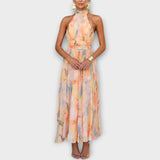 Elegantní Maxi Šaty se Zavazováním u Krku pro Příležitosti