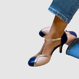 Alessia - Barevné a pohodlné T-Strap lodičky s kulatou špičkou