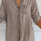 Ada - Lehká blůza s flitrovými knoflíky