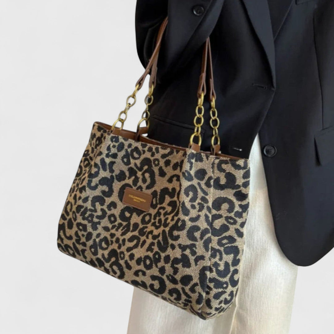 Savari – nákupní taška z plátna s leopardím potiskem
