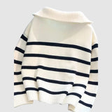 Astrid – Dámský pruhovaný svetr s polovičním zipem