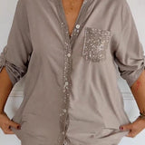 Ada - Lehká blůza s flitrovými knoflíky