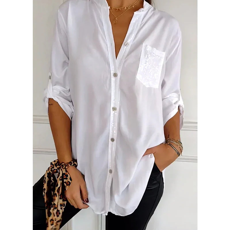 Ada - Lehká blůza s flitrovými knoflíky