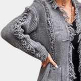 Raquela - Trendy pletený dlouhý cardigan