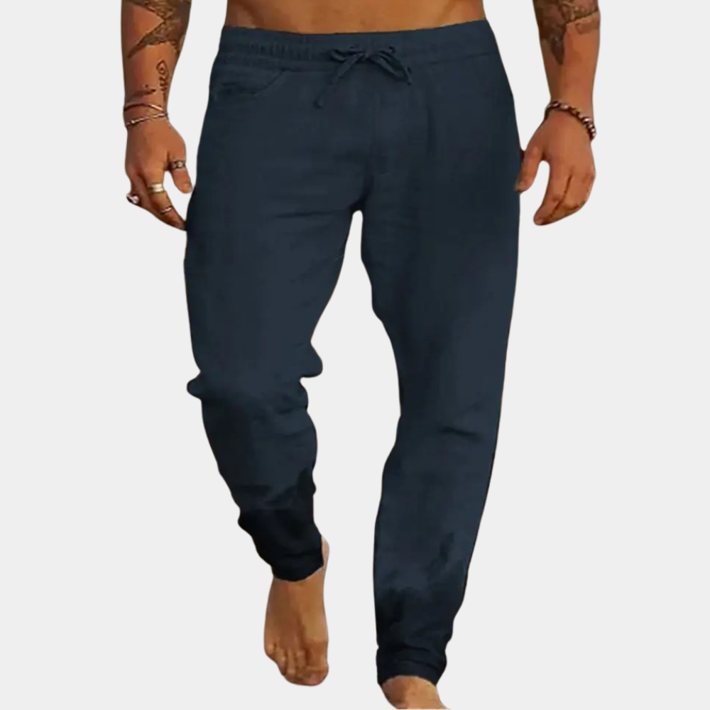 Rune - Uvolněné lněné kalhoty s tkaničkami