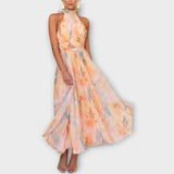 Elegantní Maxi Šaty se Zavazováním u Krku pro Příležitosti