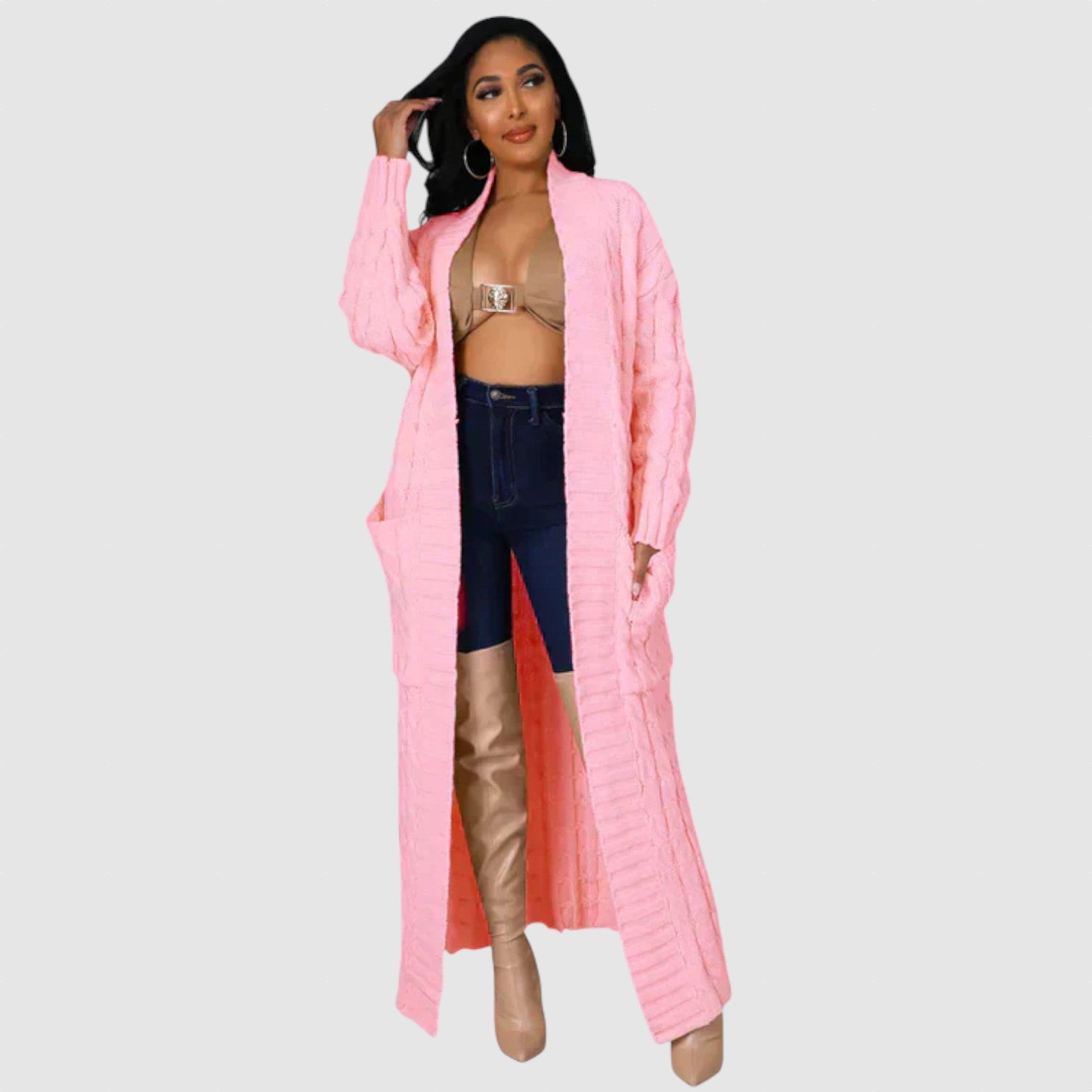 Theodora - V-krk Dlouhý volnočasový cardigan