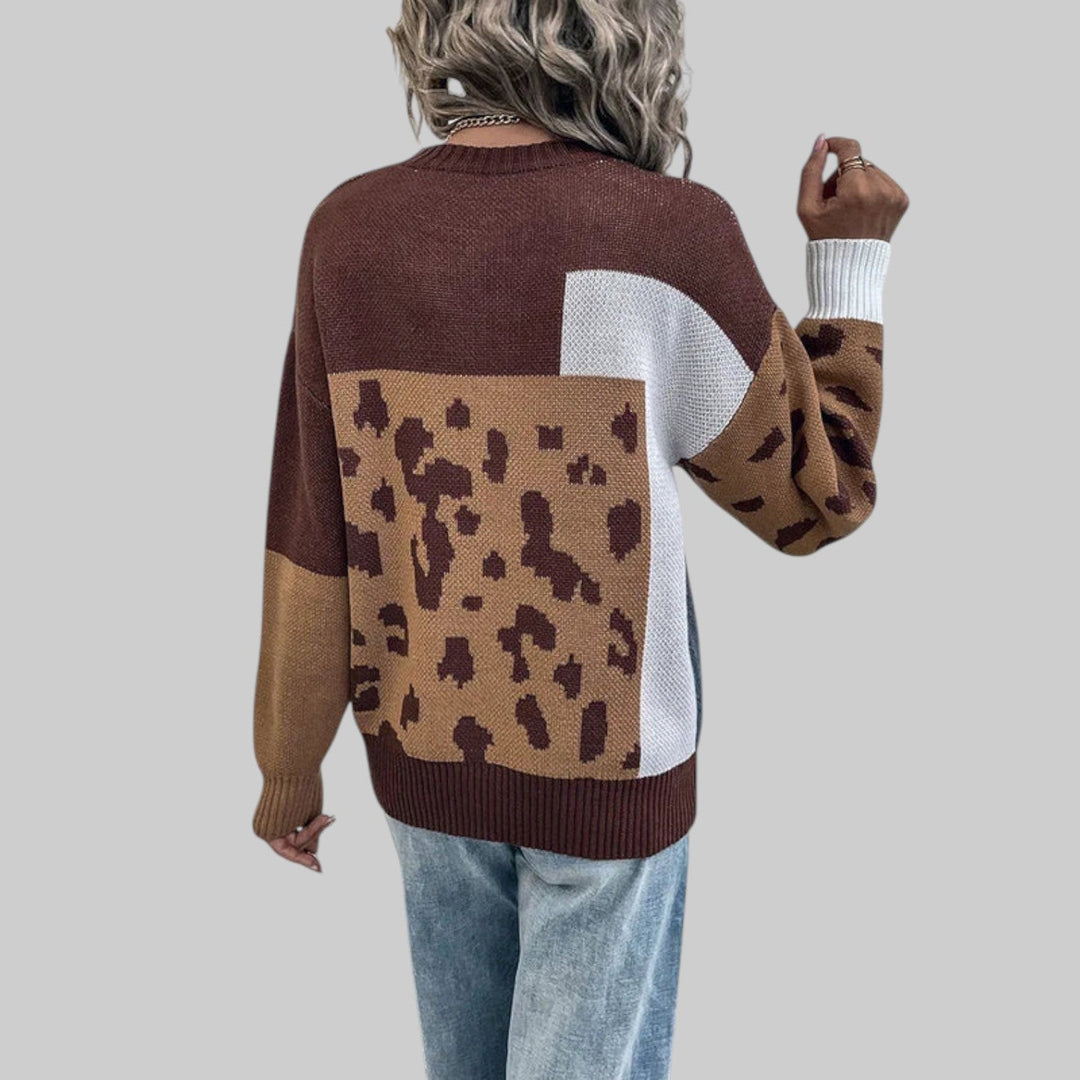 Le Clair - Vintage tričko s leopardskim vzory a patchwork detaily