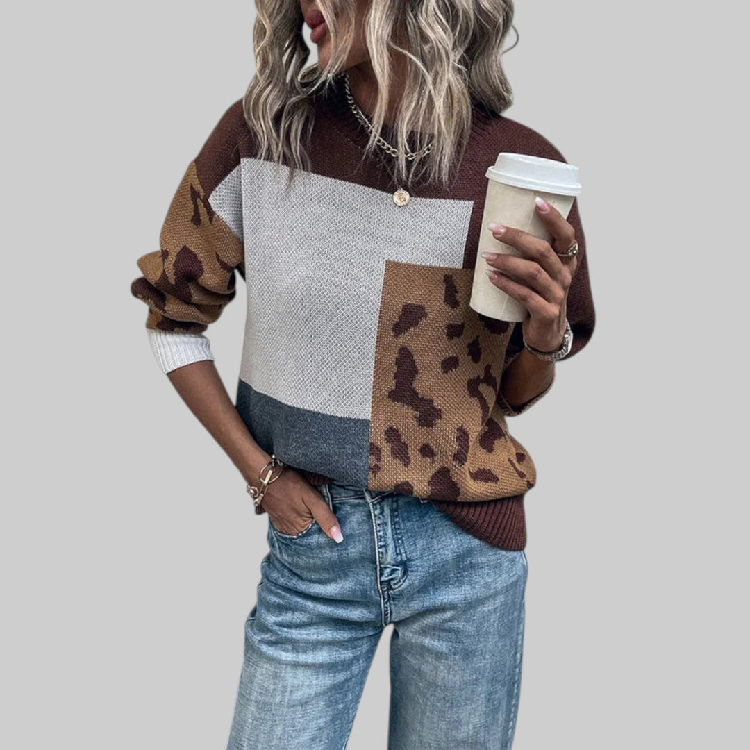 Le Clair - Vintage tričko s leopardskim vzory a patchwork detaily