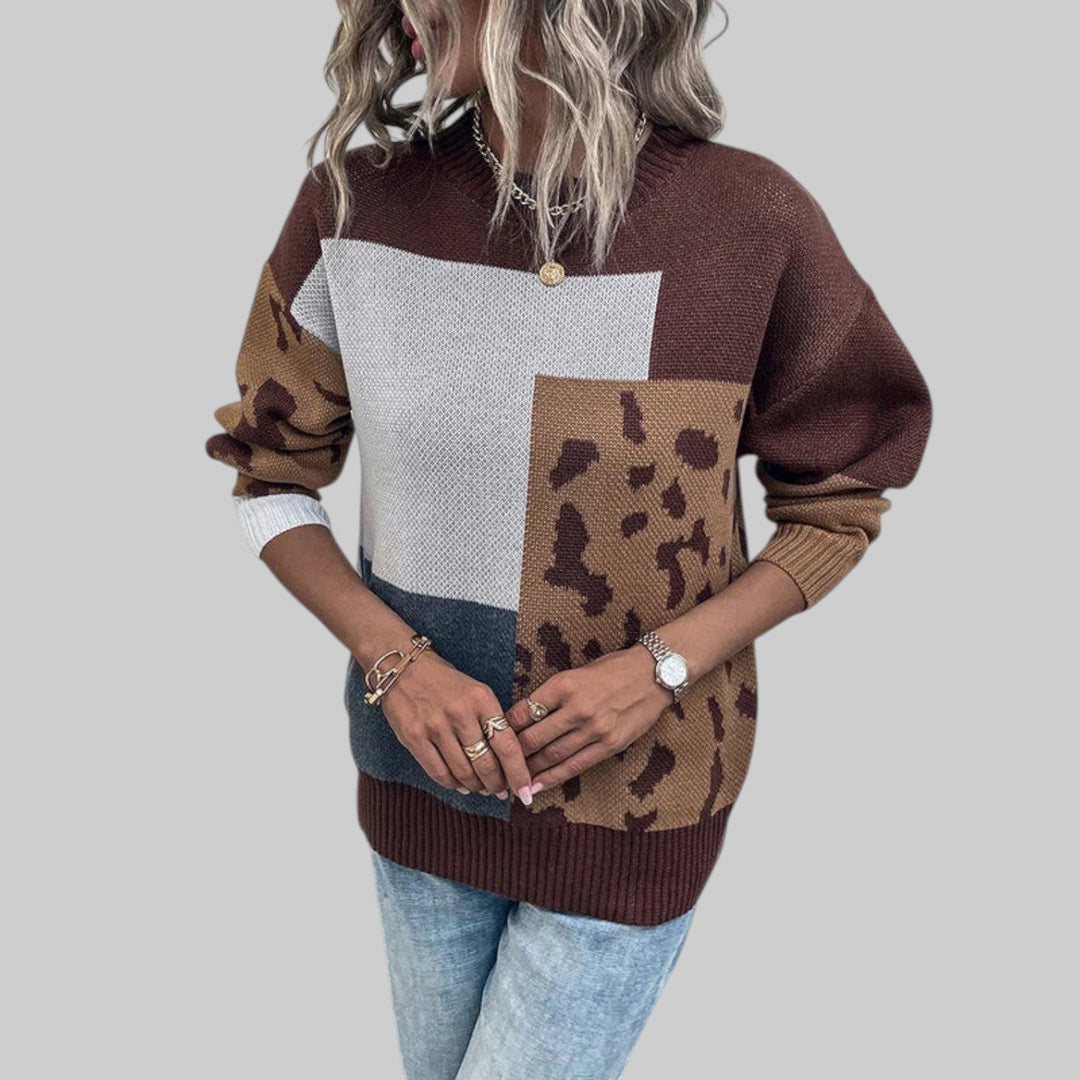 Le Clair - Vintage tričko s leopardskim vzory a patchwork detaily