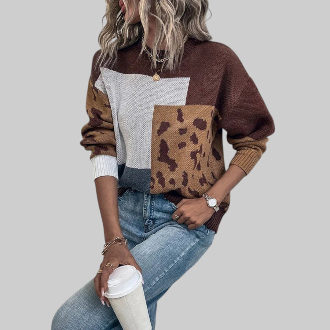 Le Clair - Vintage tričko s leopardskim vzory a patchwork detaily