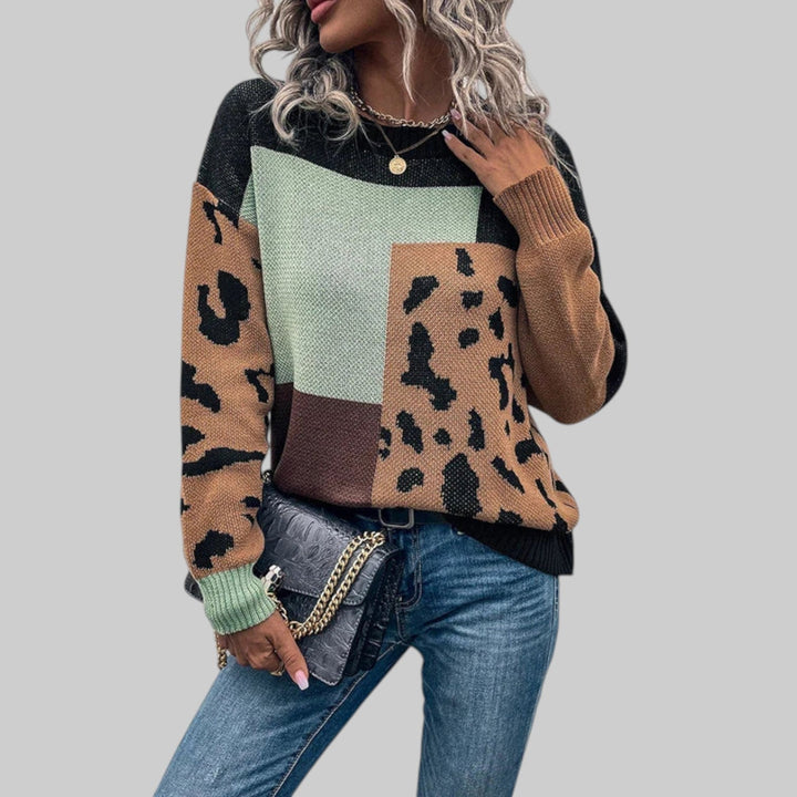 Le Clair - Vintage tričko s leopardskim vzory a patchwork detaily