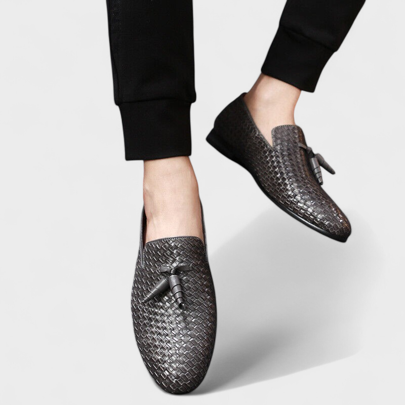 William - Tkané kožené slip-on mokasíny