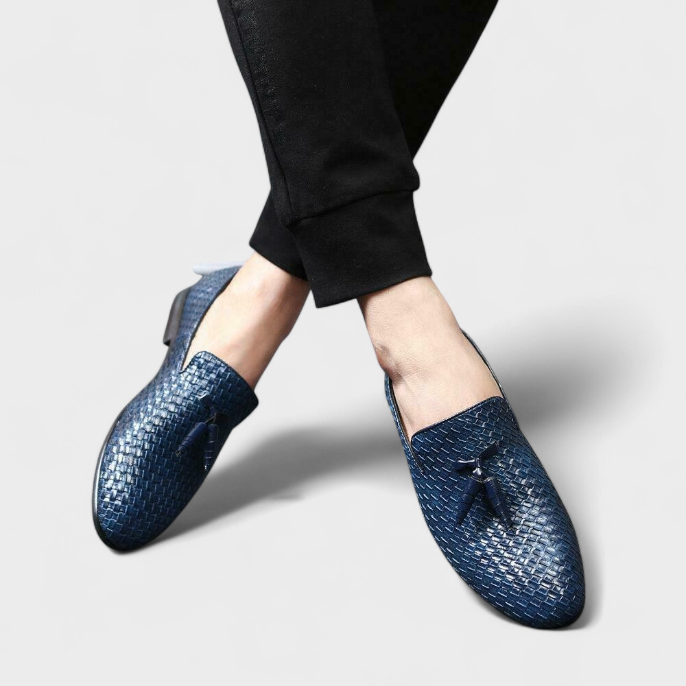 William - Tkané kožené slip-on mokasíny