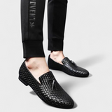 William - Tkané kožené slip-on mokasíny