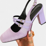 Orlanda - saténové podpatky s dvojitým páskem a páskem kolem kotníku