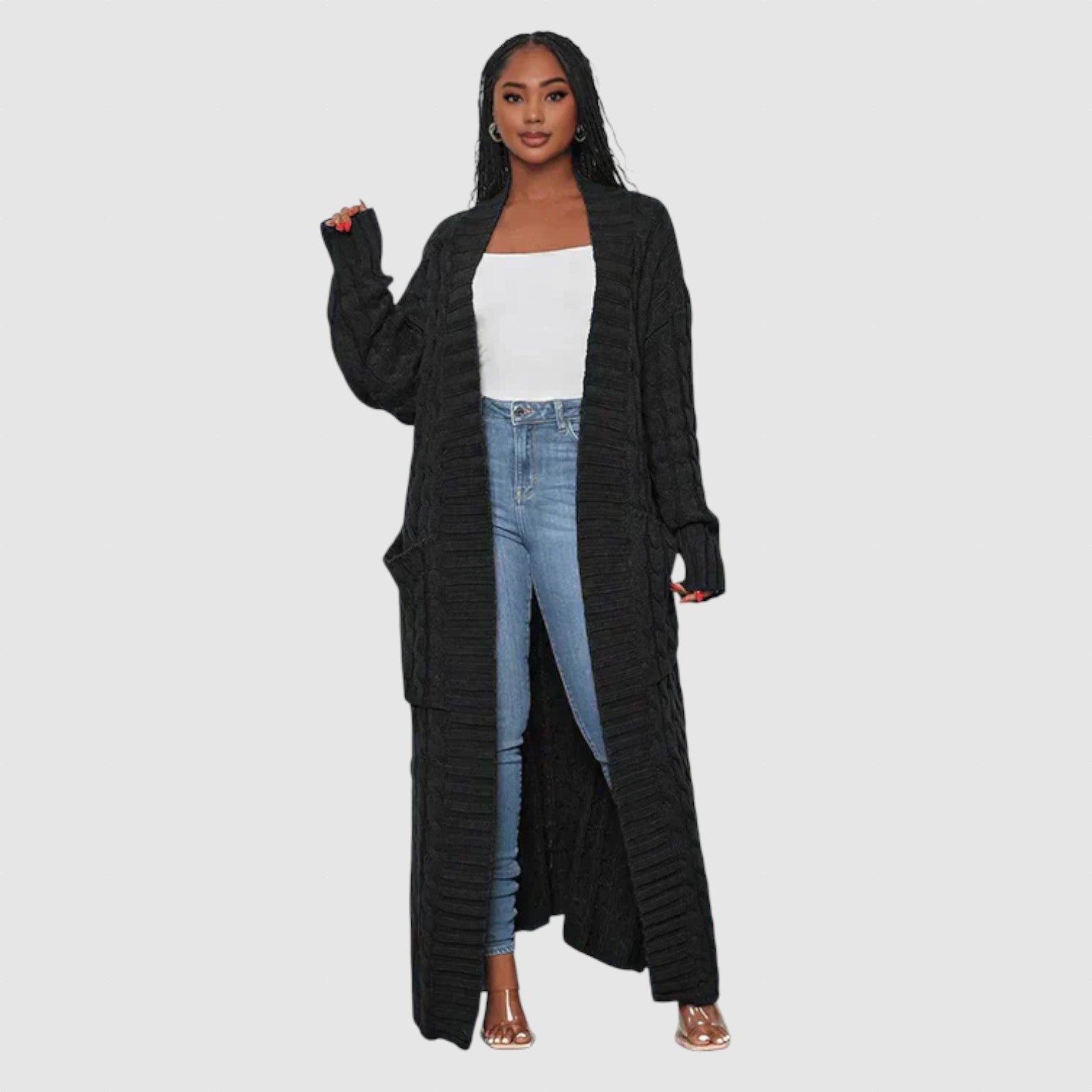 Theodora - V-krk Dlouhý volnočasový cardigan