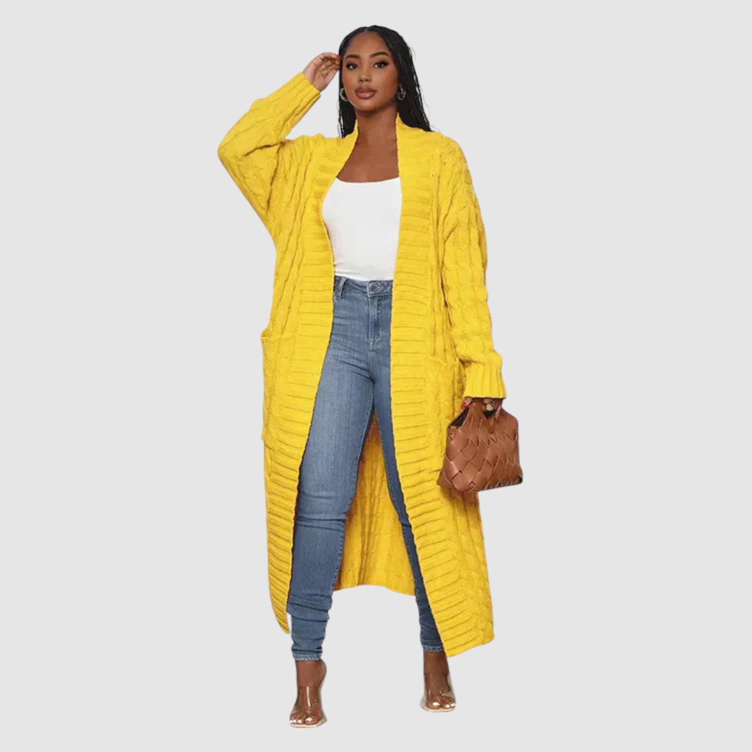 Theodora - V-krk Dlouhý volnočasový cardigan