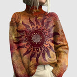 Eline - Teplý pletený rolák s tribal slunečním motivem