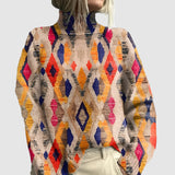 Fenna - Pletený svetr s geometrickým diamantovým vzorem