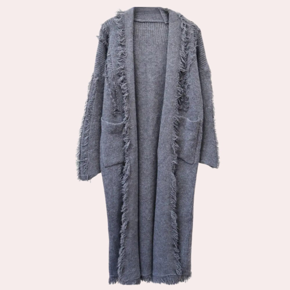 Raquela - Trendy pletený dlouhý cardigan